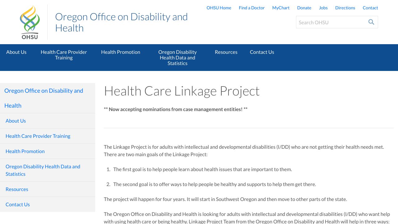 https://www.ohsu.edu/oregon-office-on-disability-and-health/health-care-linkage-project
